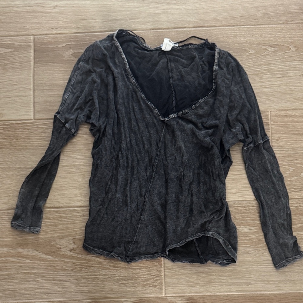 We The Free Charcoal Long Sleeve Top